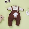 Brown Striped T Plus Brown Monkey Strap Skirt for 22'' reborn baby doll boy/girl