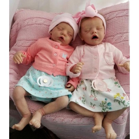 17 '' Real Lifelike Twins Sister Dora and Doris Reborn Baby Doll Girl