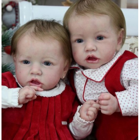 22" Twins Ann and Alva Reborn Baby Doll Girl, Gift