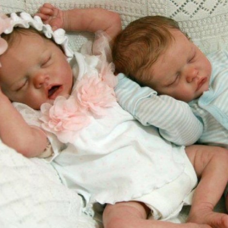[Christmas Gifts]17" Reborn Twins Baby Girl Dolls Molly and Midina