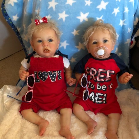 22'' Realistic Twins Sister Tameka and Klein Reborn Baby  Girls,Quality Realistic Handmade Babies Dolls